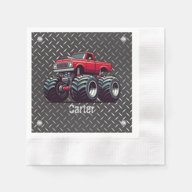 Servilleta De Papel Camión monstruo rojo (Anverso)
