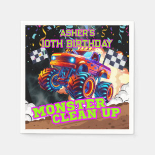 Servilleta De Papel Camión naranja y Monstruo Azul Cumpleaños de Alta