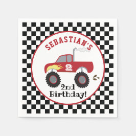Servilleta De Papel Camión rojo Carreras de cumpleaños camionetas niño
