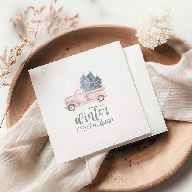 Servilleta De Papel Camión rosa de primer cumpleaños de Onederland (Subido por el creador)