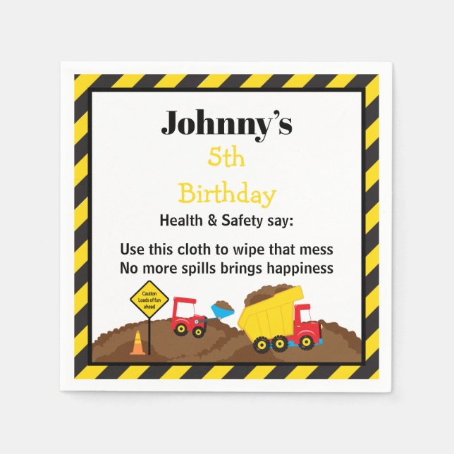 Servilleta De Papel Camión volcado y excavador (Anverso)