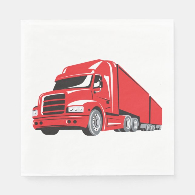 Servilleta De Papel Camionero Rojo Semicamión Big Rig (Anverso)