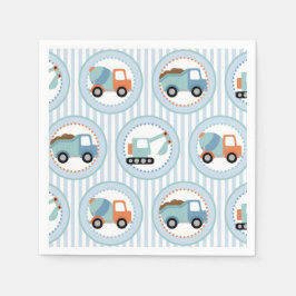 Servilleta De Papel Camiones de construcción - Blanco azul lindo