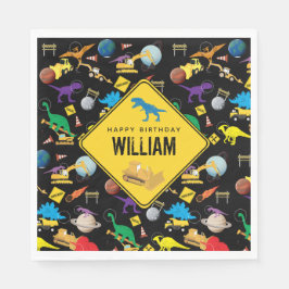 Servilleta De Papel Camiones de construcción dinosaurios en cumpleaños