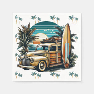 Servilleta De Papel camioneta surfista vintage tropical/hawaiana
