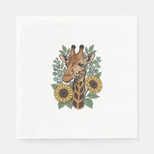 Servilleta De Papel Camisa Floral de Girasol con Grabado Vintage de Ji