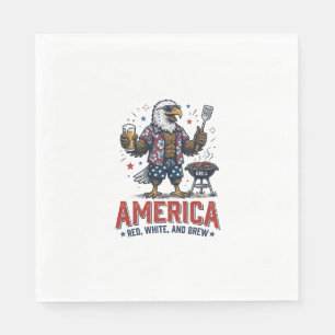 Servilleta De Papel Camiseta America Red White And Brew Eagle BBQ (7)_