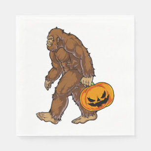 Servilleta De Papel Camiseta Bigfoot Sasquatch Llevando Calabaza Espel