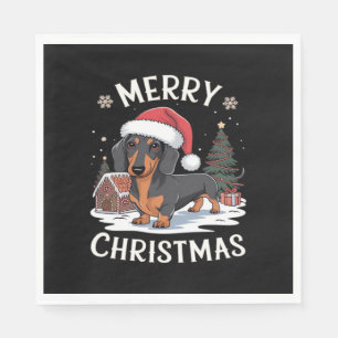 Servilleta De Papel Camiseta clásica de Navidad alegre Dachshund