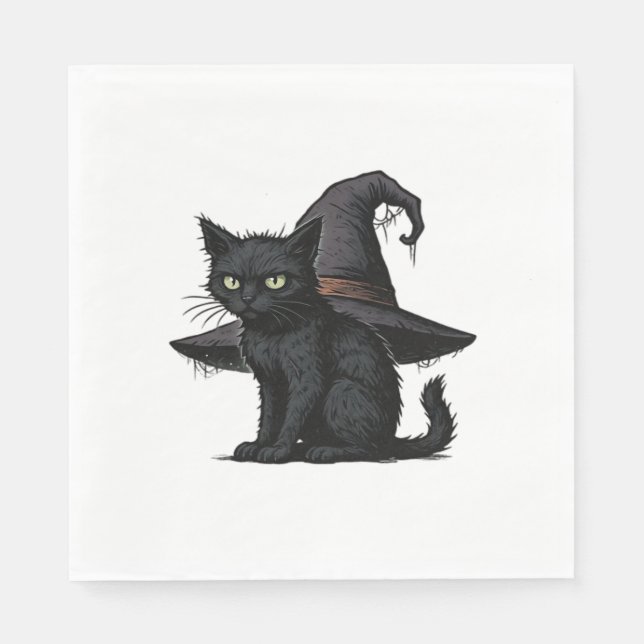 Servilleta De Papel Camiseta clásica del gato mágico de Halloween (Anverso)