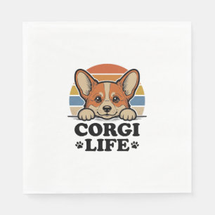 Servilleta De Papel Camiseta Corgi Life Grabado Vintage Arte Amante Pe