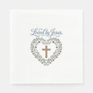 Servilleta De Papel Camiseta cristiana de la cruz floral amada por Jes