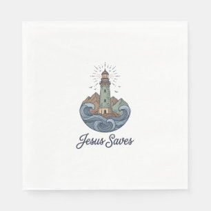 Servilleta De Papel Camiseta Cristiana Faro Vintage Jesús Salva_1