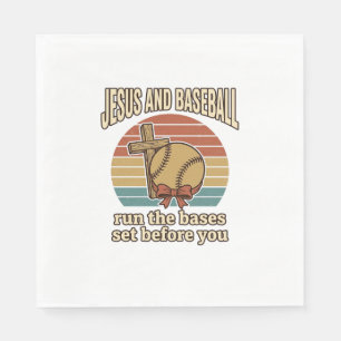 Servilleta De Papel Camiseta Cristiana Vintage Jesús y Béisbol
