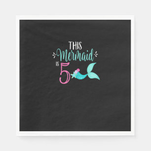 Servilleta De Papel Camiseta Cumpleaños 5 Sirena Niña Fiesta ESTA SIRE