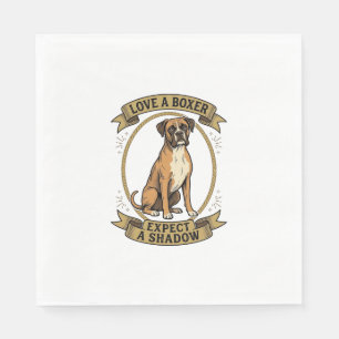 Servilleta De Papel Camiseta de Amante de Perro Boxer Grabado Vintage