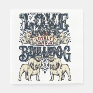 Servilleta De Papel Camiseta de amor de Bulldog Grabado vintage cita d