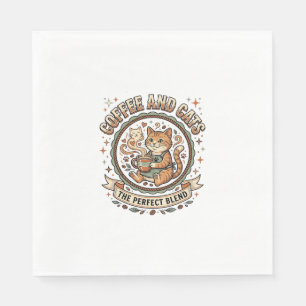 Servilleta De Papel Camiseta de arte vectorial vintage de café y gatos