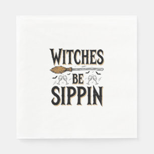 Servilleta De Papel Camiseta de bebida vintage de Halloween de brujas