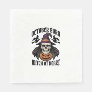 Servilleta De Papel Camiseta de Bruja de Octubre Cumpleaños Vintage de