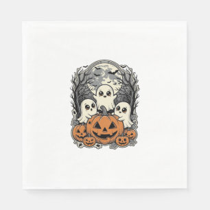 Servilleta De Papel Camiseta de calabaza fantasma linda grabado vintag