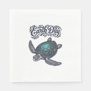 Servilleta De Papel Camiseta de diseño de grabado vintage de tortuga m