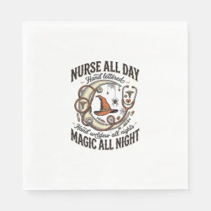 Servilleta De Papel Camiseta de enfermera de Halloween Bruja turno de 