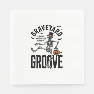 Servilleta De Papel Camiseta de esqueleto bailando con arte vintage de