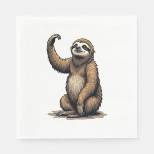 Servilleta De Papel Camiseta de fauna vintage de xilografía de perezos