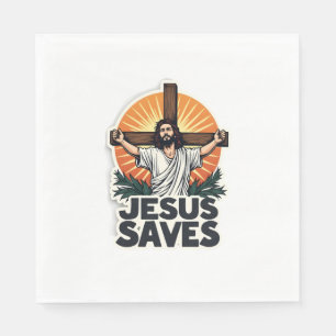 Servilleta De Papel Camiseta de fe con grabado vintage Jesús salva (1)