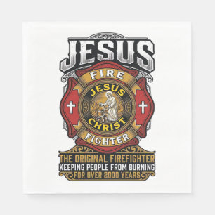 Servilleta De Papel Camiseta de fe cristiana vintage bombero Jesús