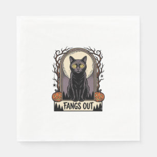 Servilleta De Papel Camiseta de gato negro de Halloween con diseño vin