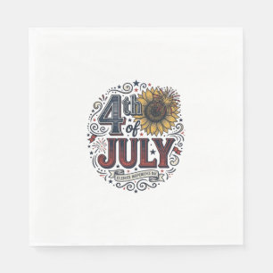 Servilleta De Papel Camiseta de girasol patriótica del 4 de julio vint
