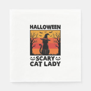 Servilleta De Papel Camiseta de grabado vintage de señora gato espeluz