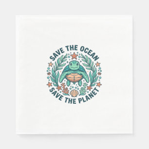 Servilleta De Papel Camiseta de grabado vintage de tortuga marina Salv
