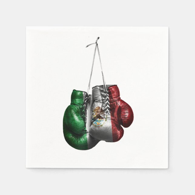 Servilleta De Papel Camiseta de guantes de boxeo - Bandera de México d (Anverso)