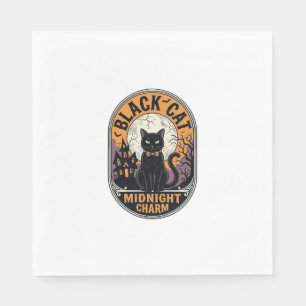 Servilleta De Papel Camiseta de Halloween de Gato Negro Vintage Encant