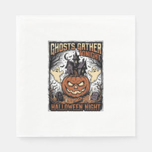 Servilleta De Papel Camiseta de Halloween embrujada arte de calabaza f