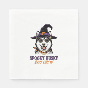 Servilleta De Papel Camiseta de Husky de Halloween Bruja Perro Gráfica
