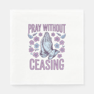 Servilleta De Papel Camiseta de manos orando florales Reza Sin Cesar_1