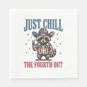 Servilleta De Papel Camiseta de mapache patriótica, simplemente relaja