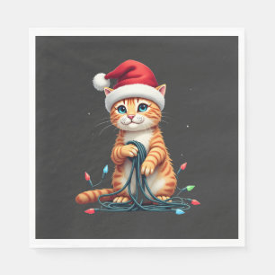 Servilleta De Papel Camiseta de Navidad con Gato Siamés Cuello en V (1