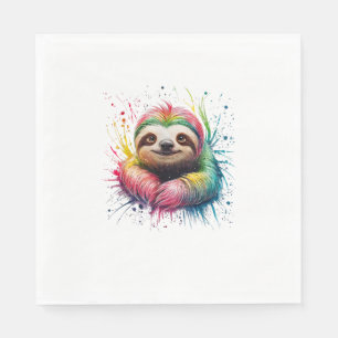 Servilleta De Papel Camiseta De Perezoso Acolorada De Acuarela Para Ho