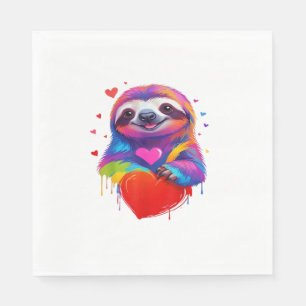 Servilleta De Papel Camiseta de Perezoso Colorido - Corazón de Perezos