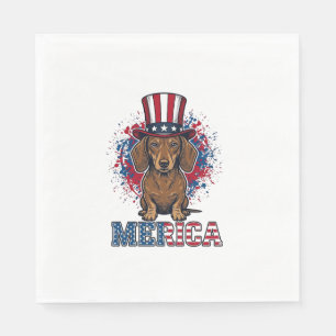 Servilleta De Papel Camiseta de perro vintage patriótica Dachshund Mer