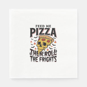 Servilleta De Papel Camiseta de terror de pizza grabado vintage noche