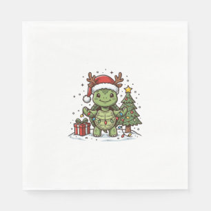 Servilleta De Papel Camiseta de Tortuga de Navidad Adorable Grabado Vi
