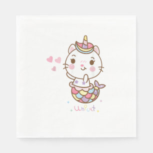Servilleta De Papel Camiseta de unicornio de gato - Unicat Mermaid Cat