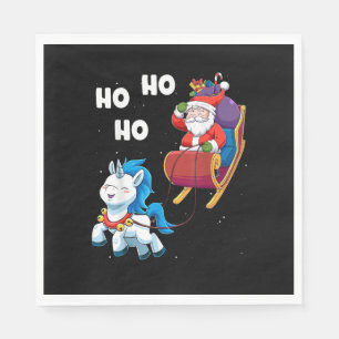Servilleta De Papel Camiseta de Unicornio de Navidad Mágico Santa Clau