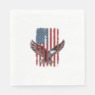 Servilleta De Papel Camiseta Diseño Águila Bandera Patriótica Vintage_